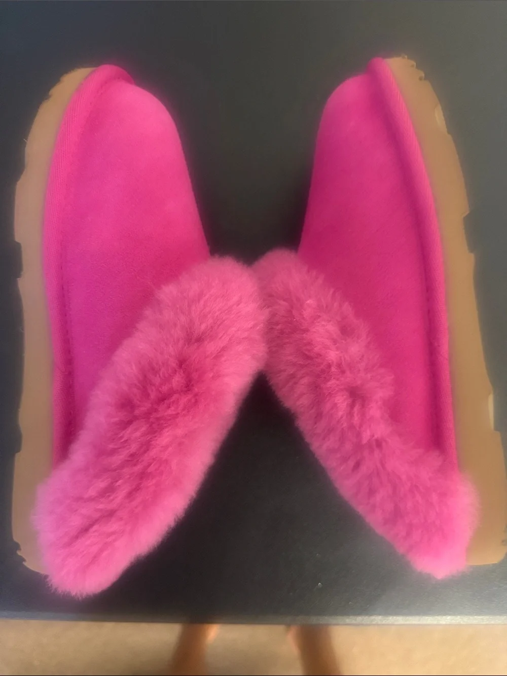 UGG Kids Hot Pink Shearling Slip-On Slippers